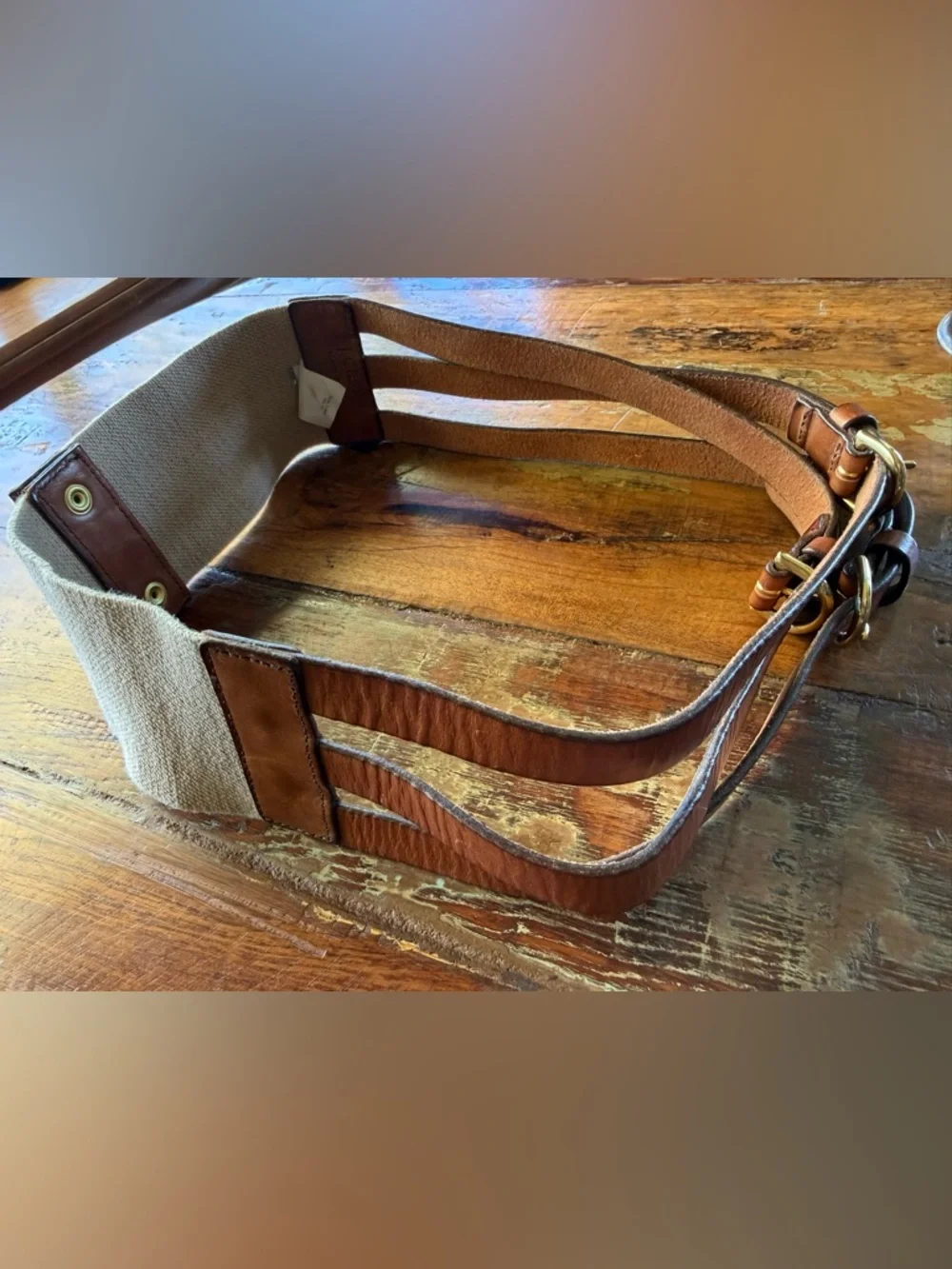 J.Crew Leather Corset Belt Brown Wide Waist Cinch Statement Boho L Vintage - Picture 9 of 16